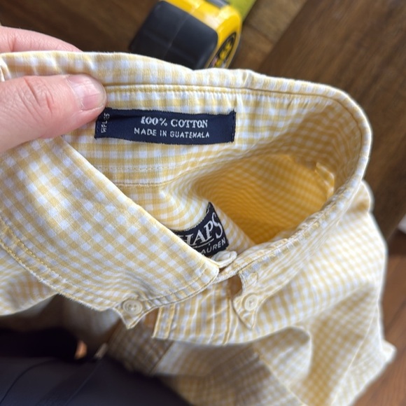 Vintage Chaps Ralph Lauren Yellow Casual Button Down Shirt Medium - Picture 6 of 6
